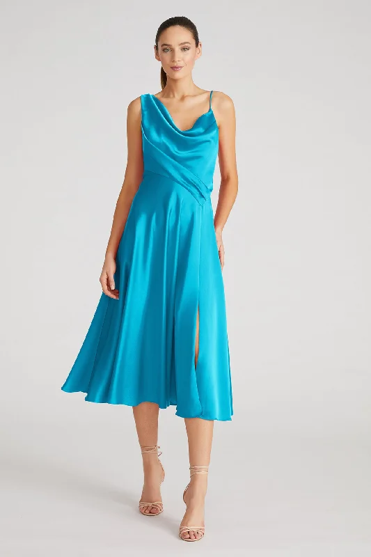 Hayden Satin A Line Midi Dress