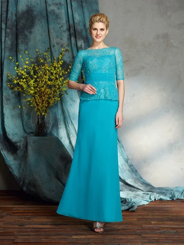 Reduced Prices Sheath/Column Bateau Applique 1/2 Sleeves Long Chiffon Mother of the Bride Dresses Reduced Prices Sheath/Column Bateau Applique 1/2 Sleeves Long Chiffon Mother of the Bride Dresses