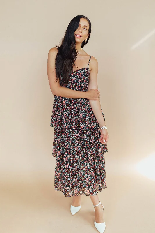 Lover Floral Midi in Black