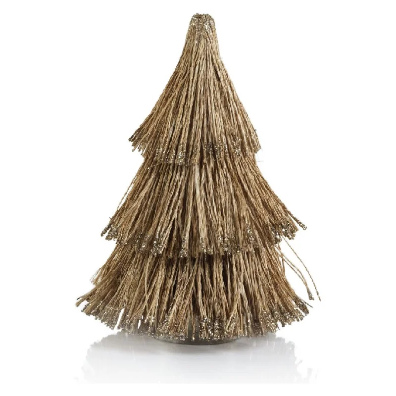 All Natural Abaca Rope Decorative Tree w/ Champagne Glitter Trim