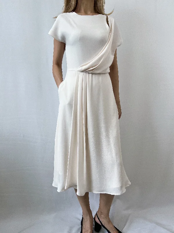 Cofi Drape Dress in Off-white