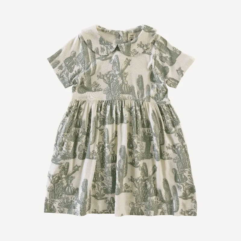 short sleeve peter pan dress | jadeite cactus | bamboo