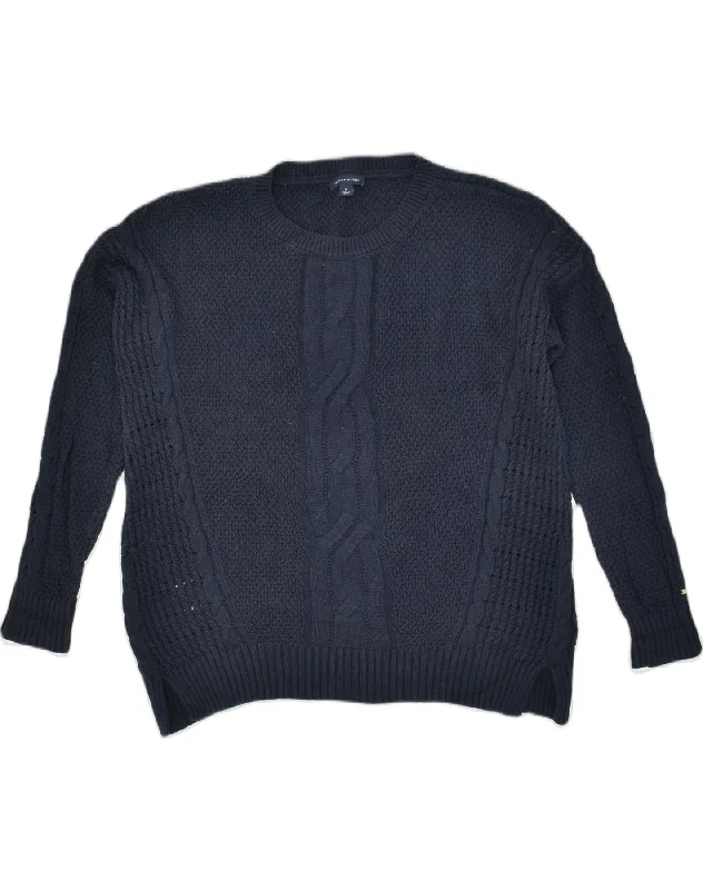 TOMMY HILFIGER Womens Crew Neck Jumper Sweater UK 14 Medium Navy Blue