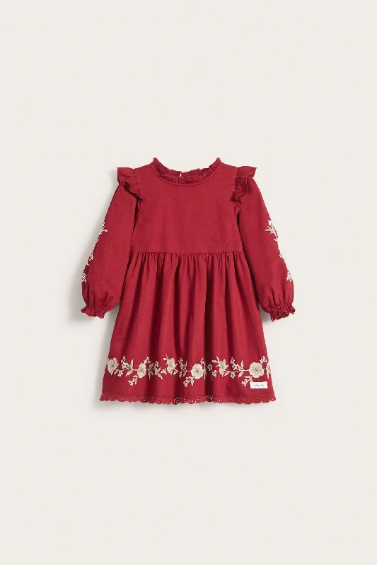 Baby red dress with embroidery