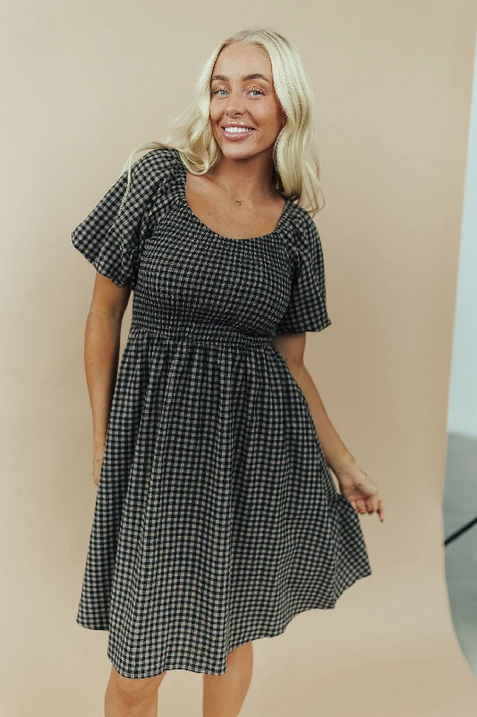 Bailey Gingham Dress in Black