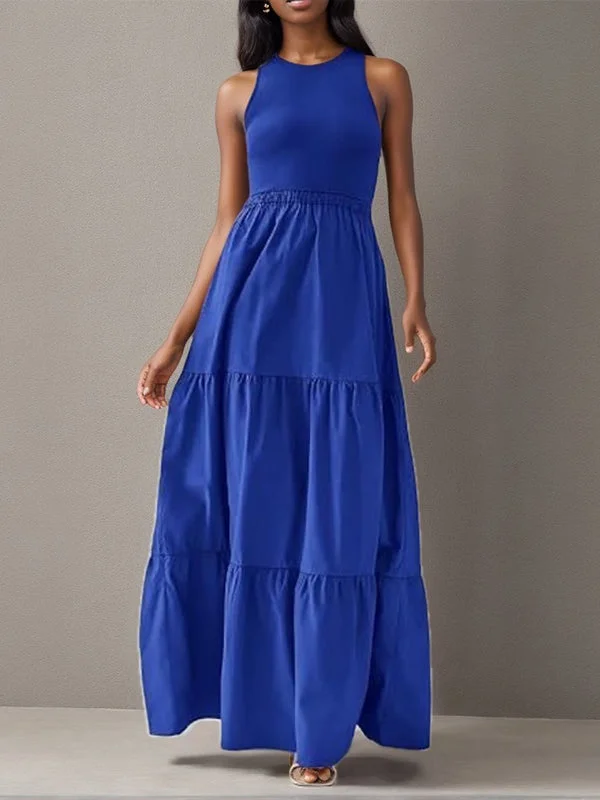 Beautiedoll Solid Ruffle Sleeveless Dress