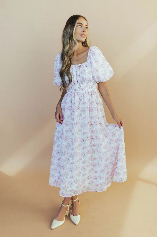 Lillian Floral Dress In Lilac