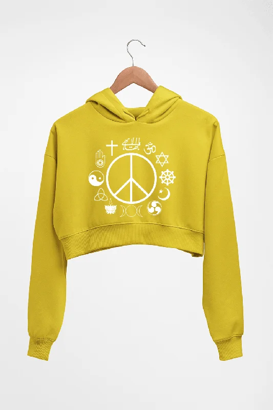 Peace Religious Symbols Crop HOODIE FOR WOMEN