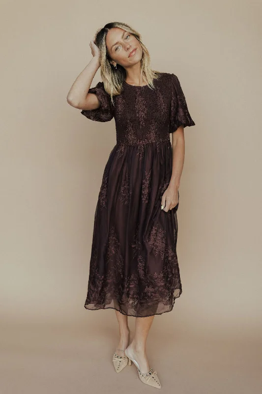 This Love Embroidered Midi in Chocolate