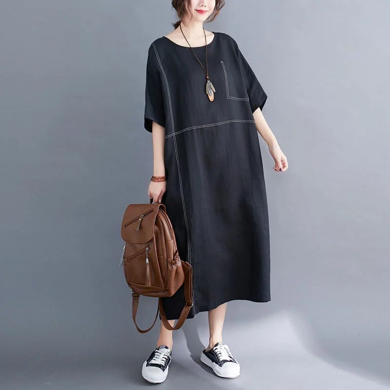 Plus Size Stitched Casual Midi Dress