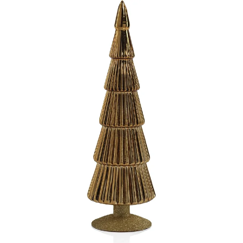 Dembe Gold Glass Tree on Gold Glitter Base, Set of 2