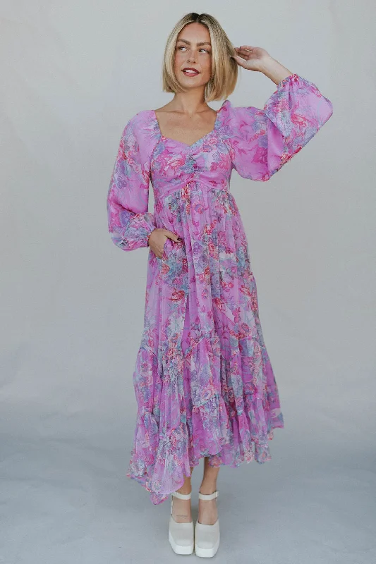 Purple Rain Floral Midi