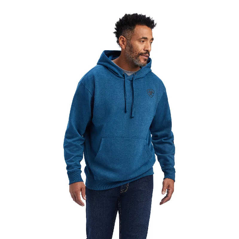 Ariat® Men's Logo Poseidon Heather Blue Hoodie 10041803