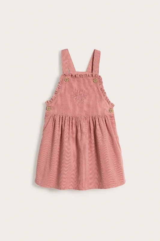 Kids pink corduroy pinafore dress