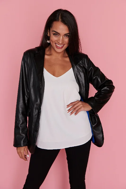 Tailor Black Pleather Blazer