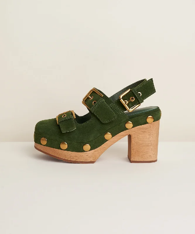 Birdie Suede Platform Clog | Moss