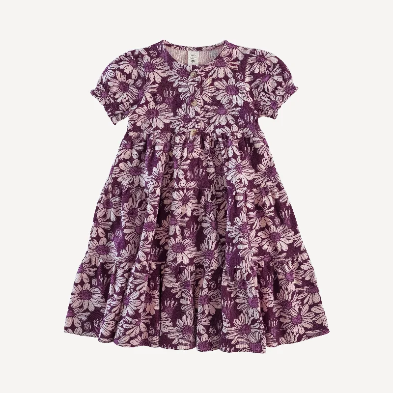 short puff sleeve prairie dress | daisy | organic cotton interlock