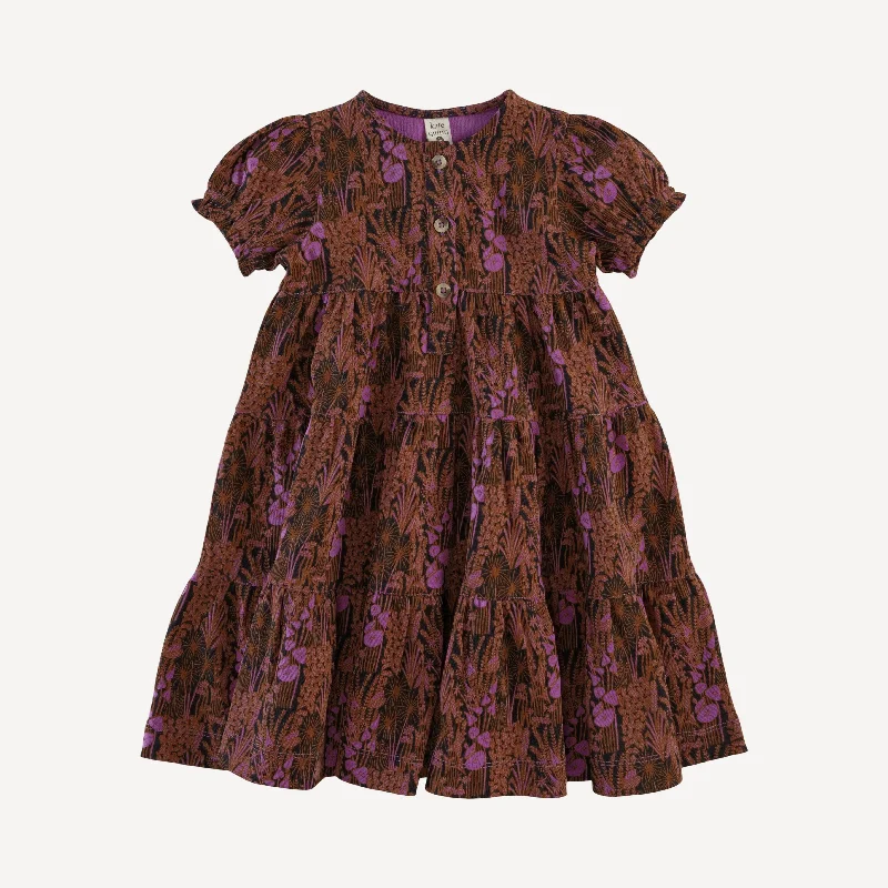 short puff sleeve prairie dress | foliage | organic cotton interlock