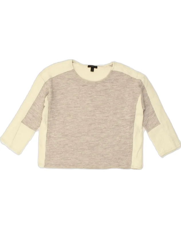 J. CREW Womens Oversized Crew Neck Jumper Sweater UK 10 Small Beige