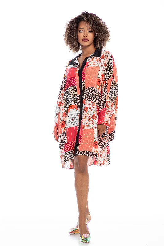 Shirt Dress with Patchwork Print