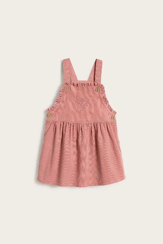 Baby pink corduroy pinafore dress