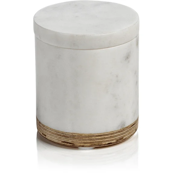 Verdi Marble & Balsa Wood Jar with Removable Lid