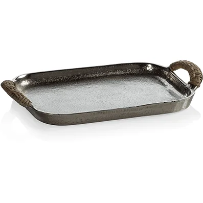 Praslin Raw Aluminum Trays, Set of 2