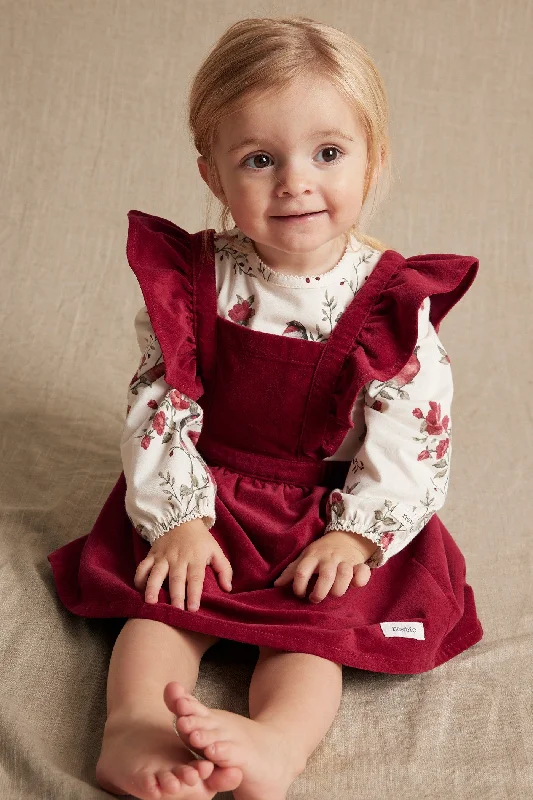 Baby red pinafore dress