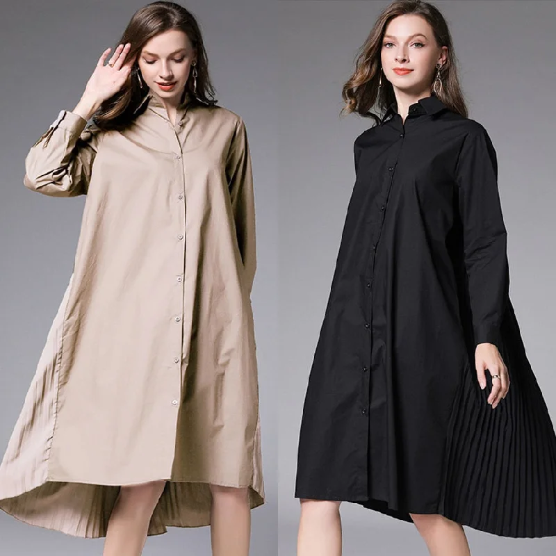 Plus Size 100% Cotton Pleat Back Tunic Shirt / Shirt Dress