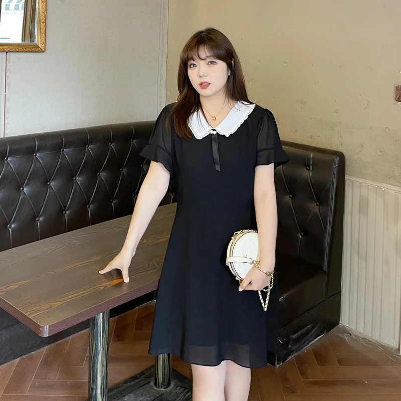 Plus Size Chiffon Collar Dress