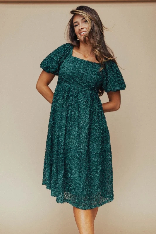 Natasha Rose Midi in Hunter Green