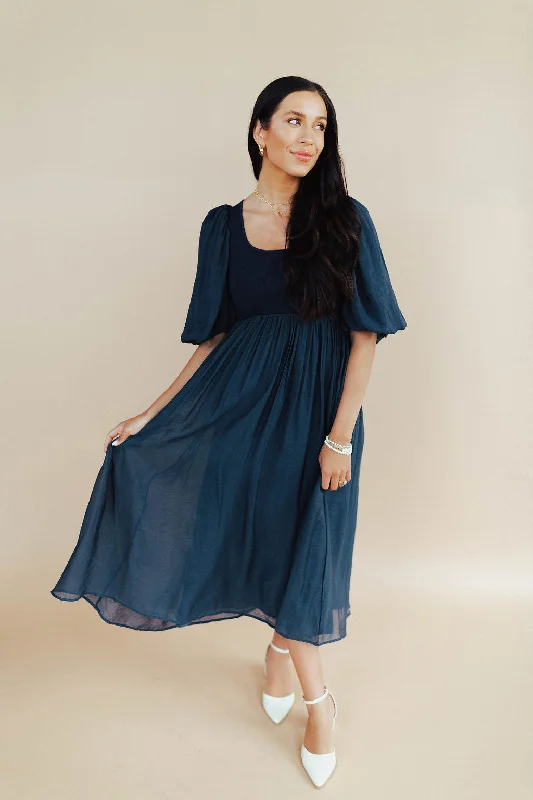 Raina Knit Midi in Navy