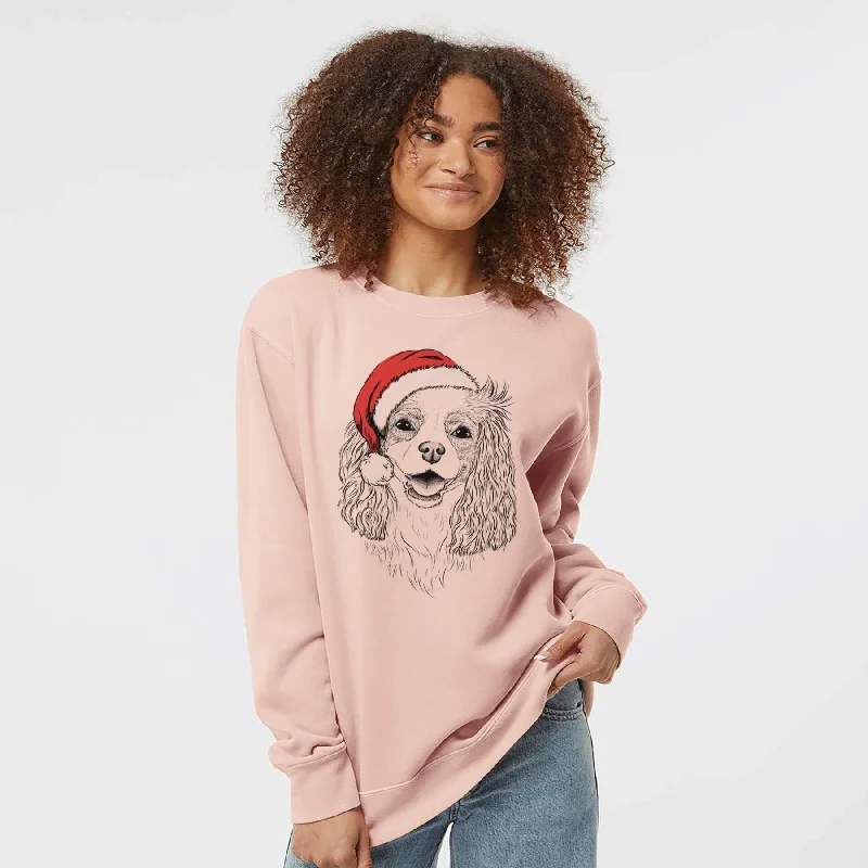 Santa Halley Comet the Cavalier King Charles Spaniel - Unisex Pigment Dyed Crew Sweatshirt