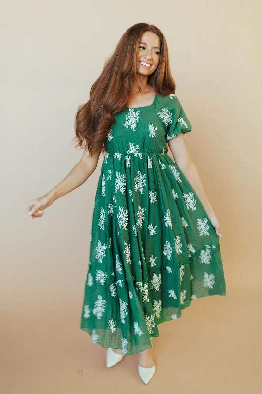 First Dance Embroidered Midi in Green