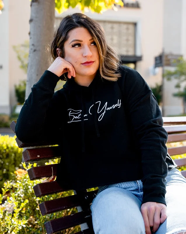 Bet On Yourself Crop Hoodie - Black