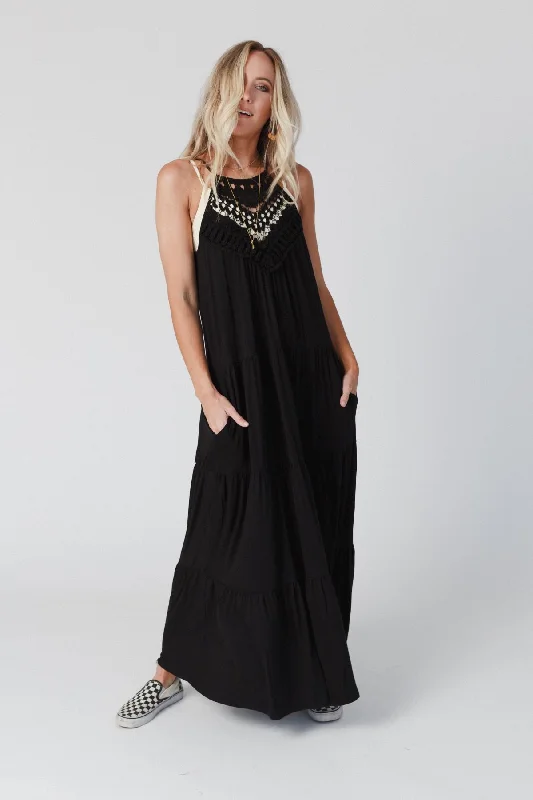 The Nest Perfection Tiered Maxi Dress - Black