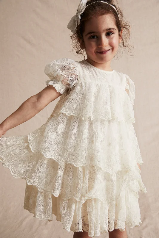 Kids white mesh-dream dress