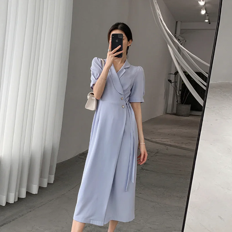 Plus Size Korean Trench Coat Midi Shirt Dress