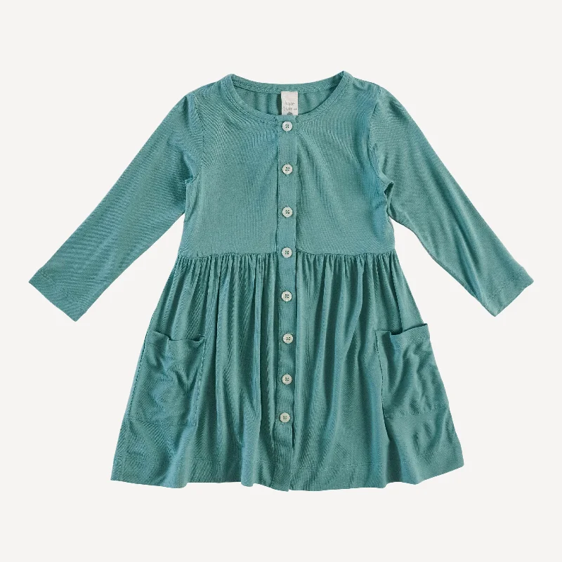 long sleeve button front pocket dress | lagoon breeze | bamboo