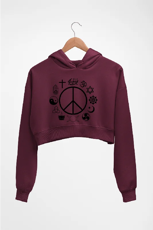 Peace Religious Symbols Crop HOODIE FOR WOMEN