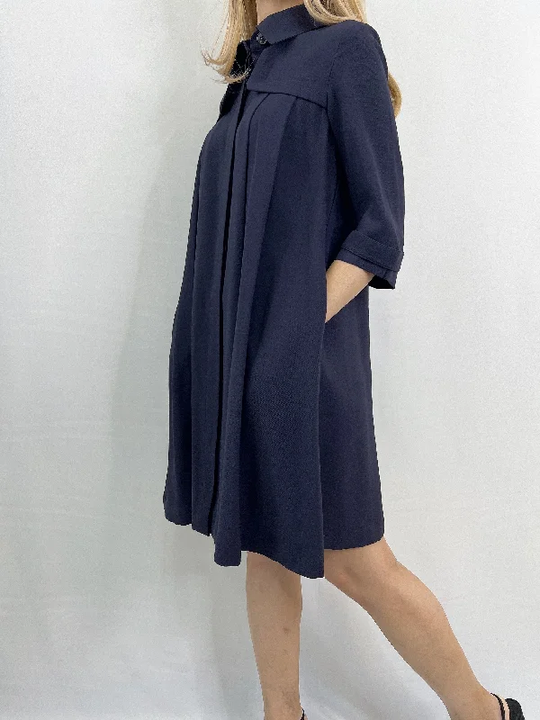 Hilly Shirt Dress in Navy