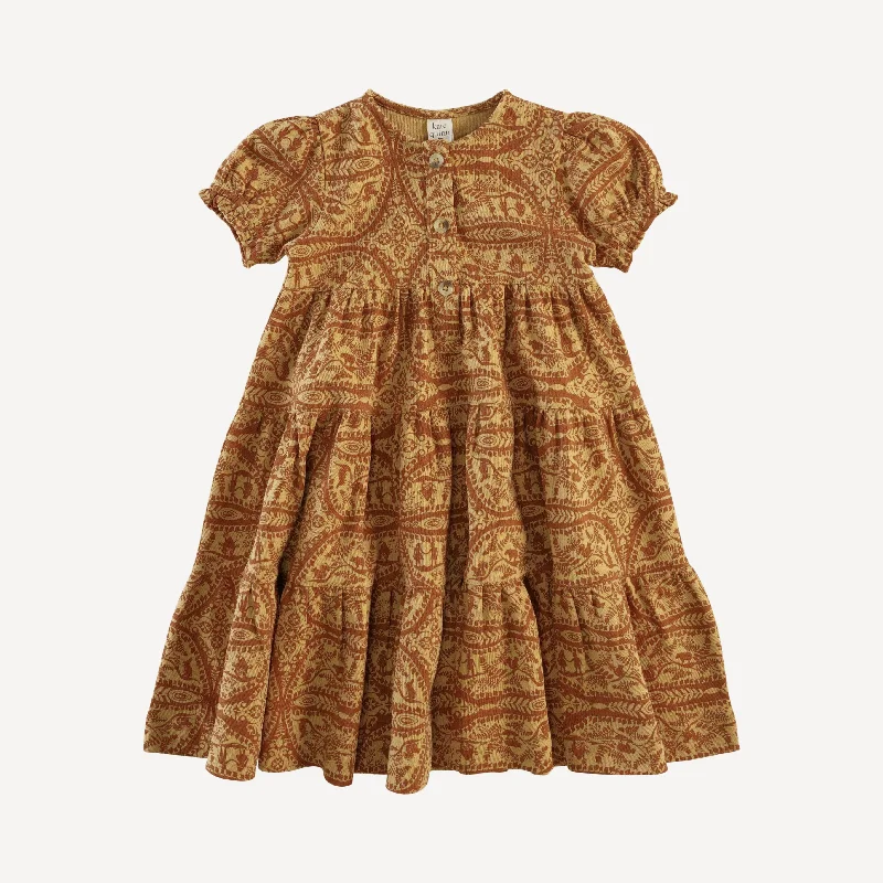 short puff sleeve prairie dress | brown sugar hansel + gretel | organic cotton interlock