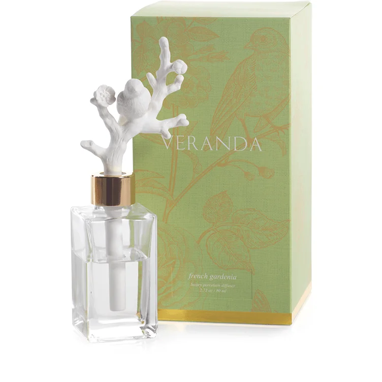 Veranda French Gardenia Porcelain Diffuser, Bird on Branch