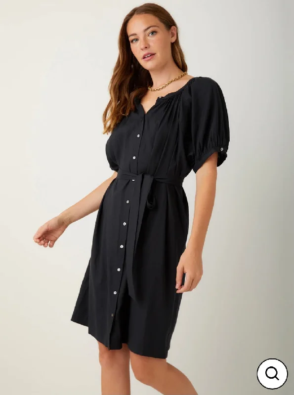 Short Sleeve Puff Sleeve Dress