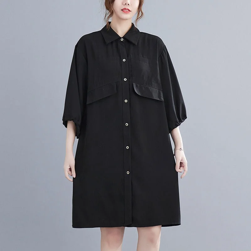 Plus Size Black Shirt Dress (EXTRA BIG SIZE)