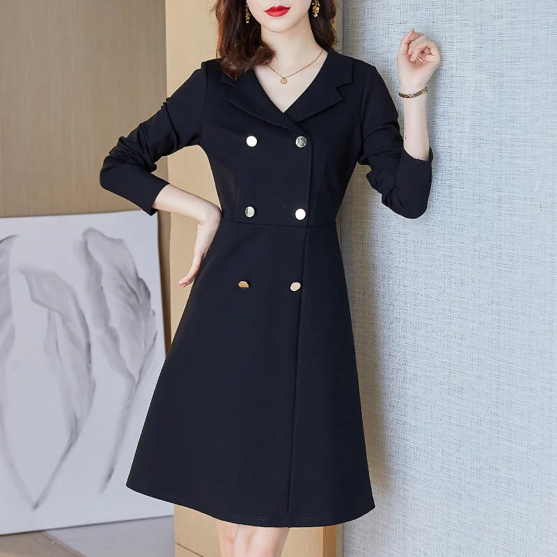 Plus Size Tuxedo Long Sleeve Dress