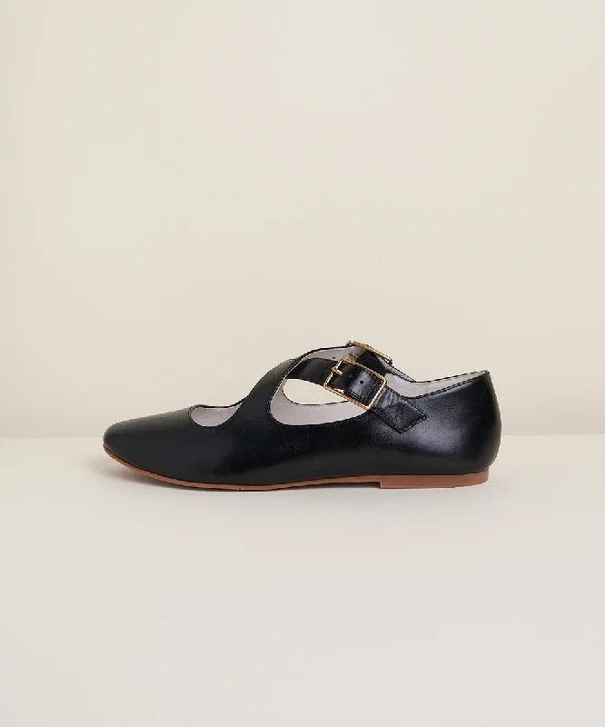 Georgie Leather Ballet Flat | Black