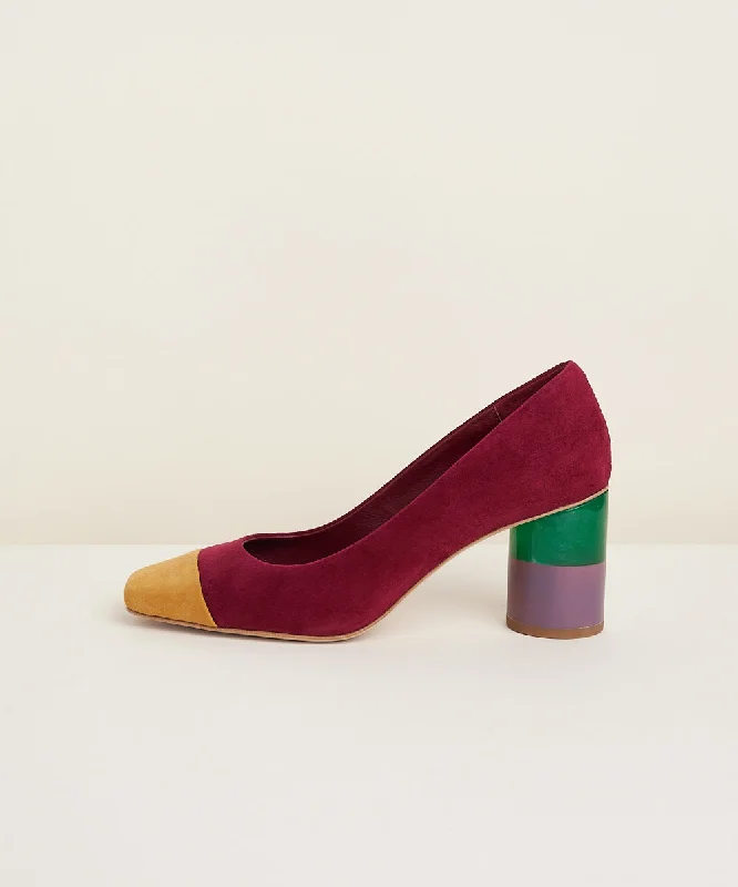 Risa Suede Pump With Colorblock Heel | Carmine Mais