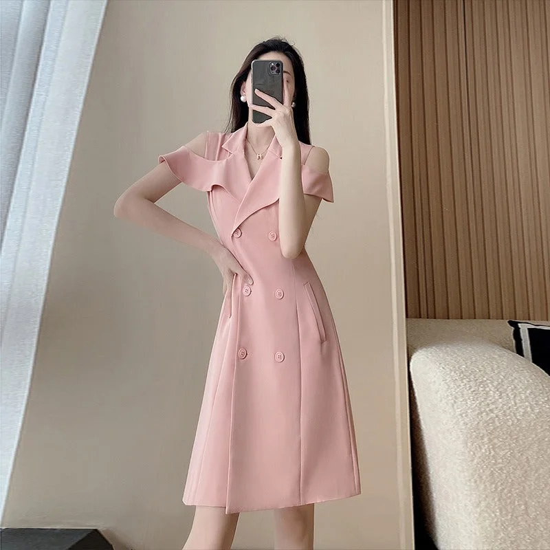 Plus Size Korean Off Shoulder Trench Coat Dress