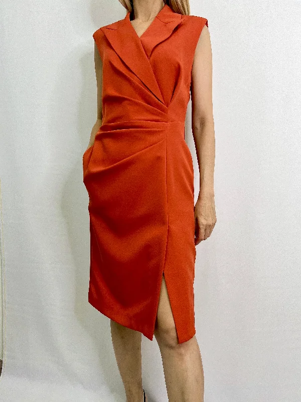 Tailor Collar Dress in Orange